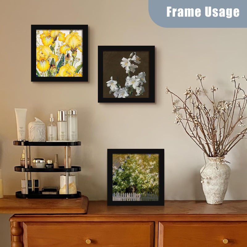 SESEAT 8x8 Picture Frame Set of 10, Display Pictures 8x8 Prints Without Mat, Tabletop or Wall Mounting, Black - Image 4